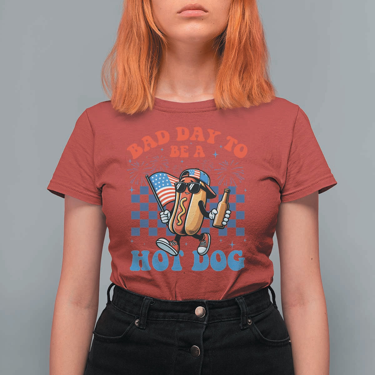 Bad Day To Be A Hot Dog 4th of July T Shirt For Women Funny BBQ Grilling
