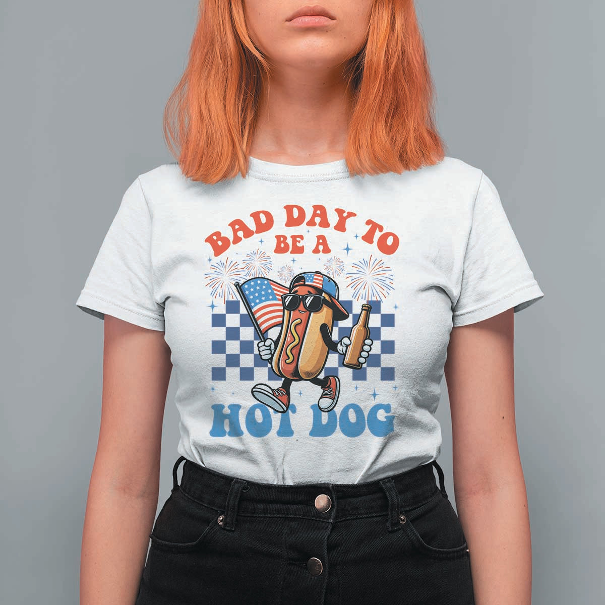 Bad Day To Be A Hot Dog 4th of July T Shirt For Women Funny BBQ Grilling