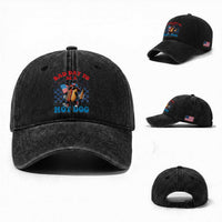 Bad Day To Be A Hot Dog 4th of July Washed Cotton Baseball Cap Funny BBQ Grilling