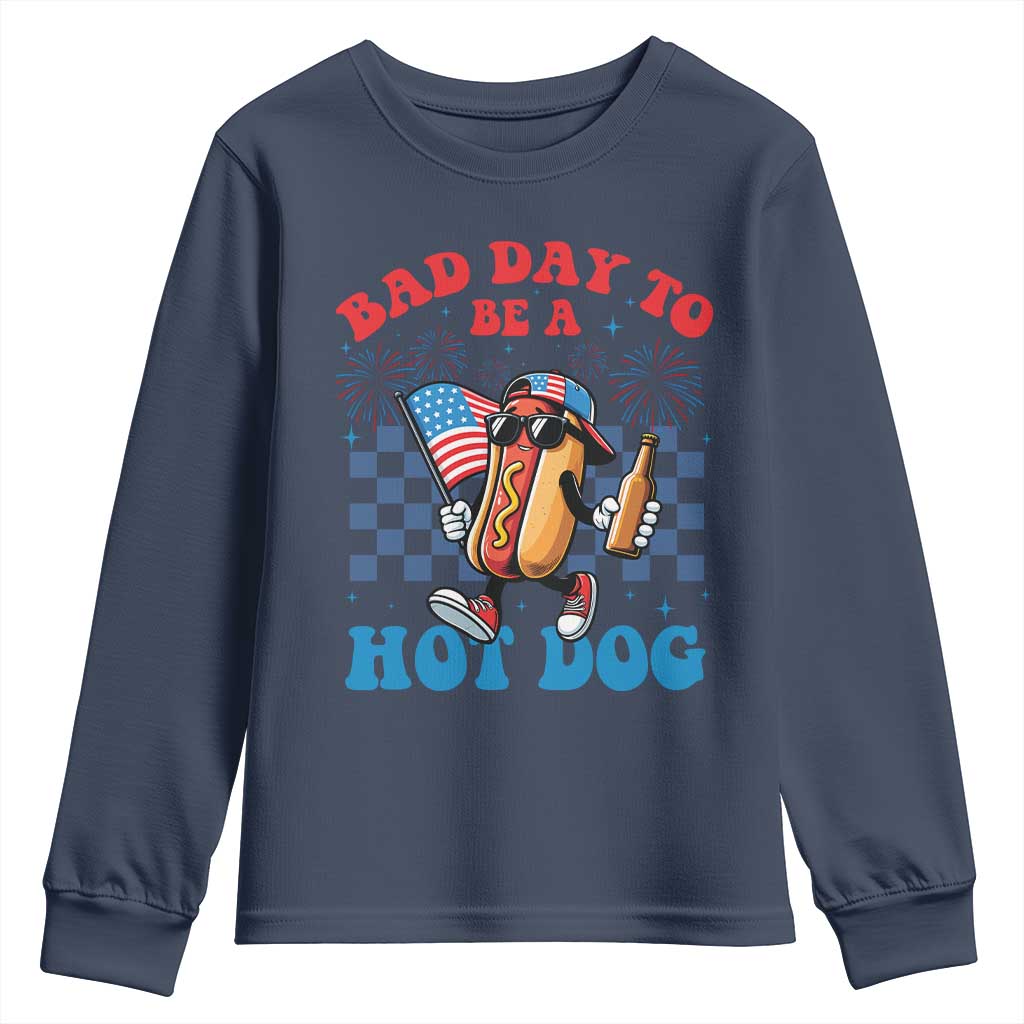 Bad Day To Be A Hot Dog 4th of July Youth Sweatshirt Funny BBQ Grilling