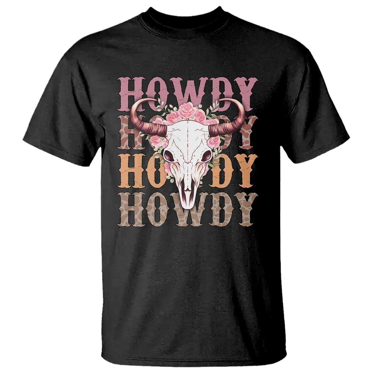 Country Cowgirl T Shirt Howdy Rodeo Cowboy Flower Skull - Wonder Print Shop