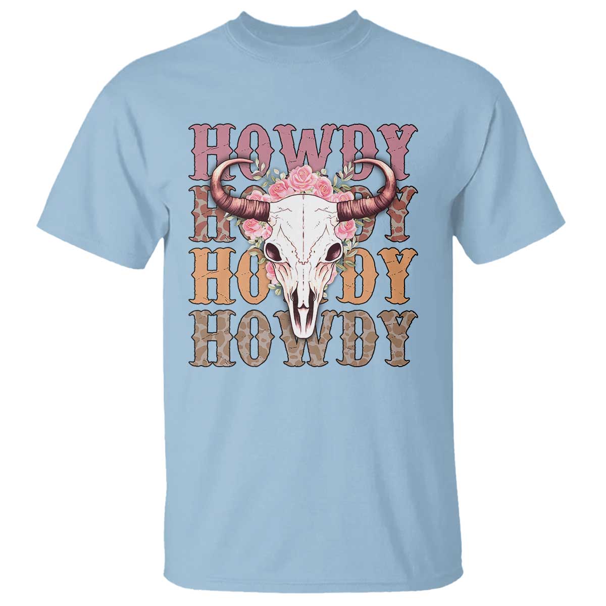 Country Cowgirl T Shirt Howdy Rodeo Cowboy Flower Skull - Wonder Print Shop