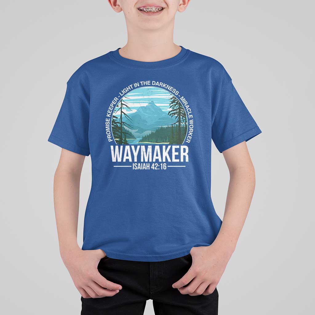 Christian T Shirt For Kid Waymaker Promise Keeper Light In The Darkness Miracle Worker Bible Verse - Wonder Print Shop