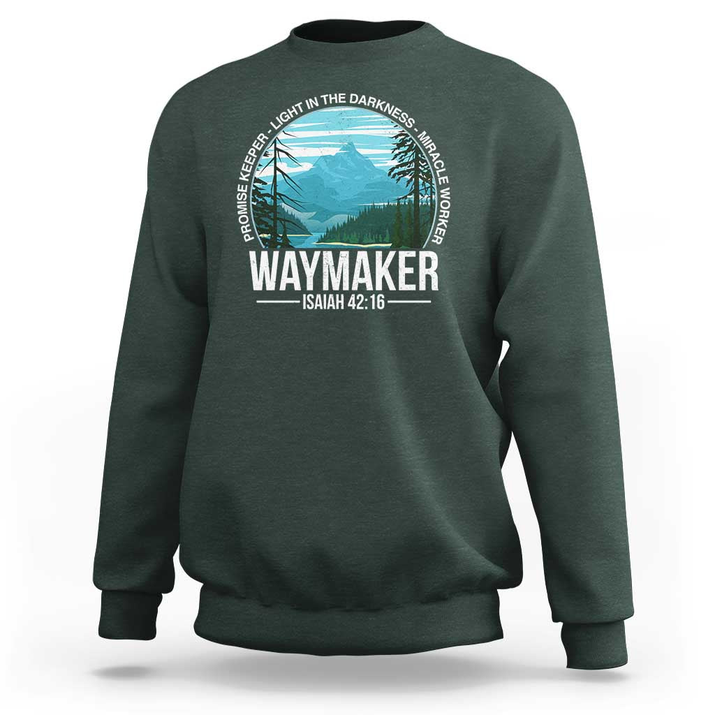 Christian Sweatshirt Waymaker Promise Keeper Light In The Darkness Miracle Worker Bible Verse - Wonder Print Shop