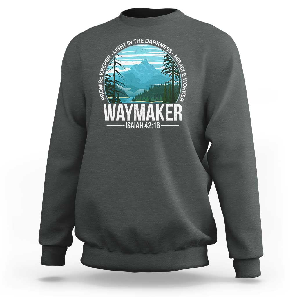 Christian Sweatshirt Waymaker Promise Keeper Light In The Darkness Miracle Worker Bible Verse - Wonder Print Shop