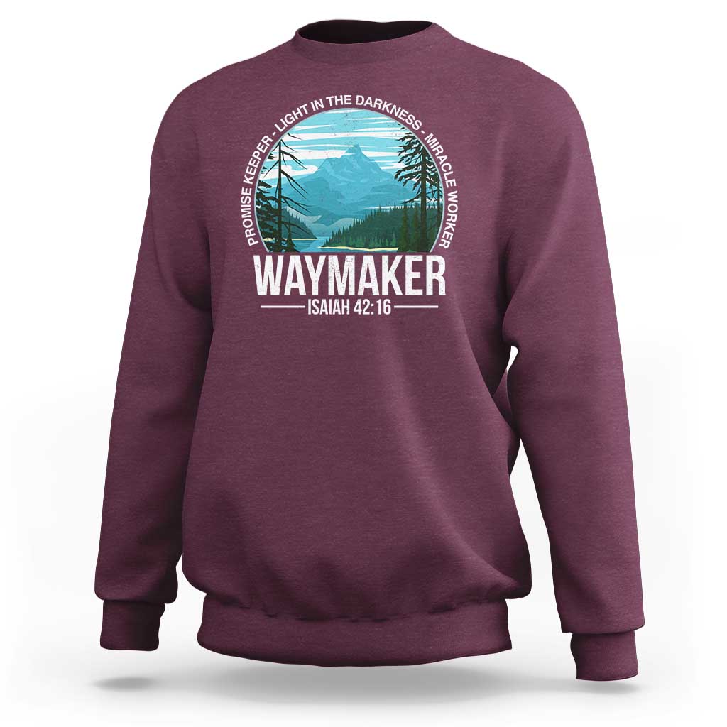 Christian Sweatshirt Waymaker Promise Keeper Light In The Darkness Miracle Worker Bible Verse - Wonder Print Shop