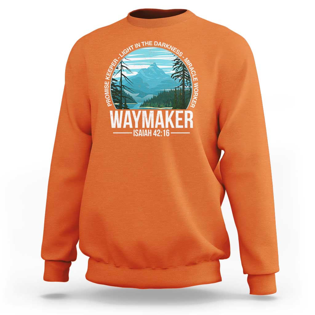 Christian Sweatshirt Waymaker Promise Keeper Light In The Darkness Miracle Worker Bible Verse - Wonder Print Shop