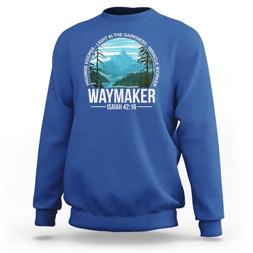 Christian Sweatshirt Waymaker Promise Keeper Light In The Darkness Miracle Worker Bible Verse - Wonder Print Shop