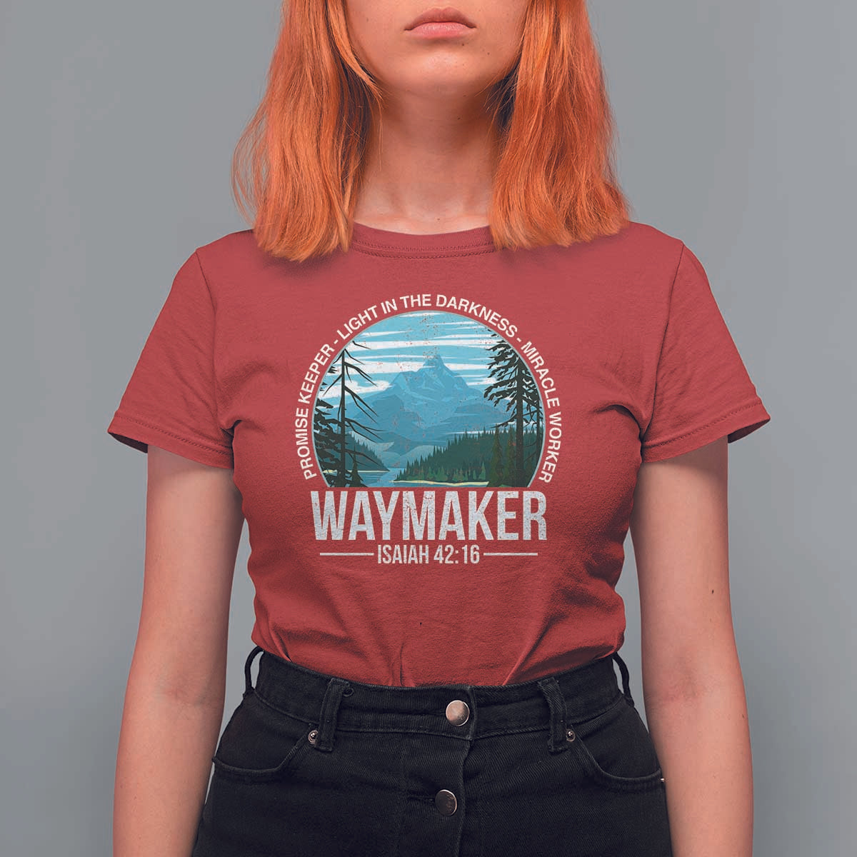 Christian T Shirt For Women Waymaker Promise Keeper Light In The Darkness Miracle Worker Bible Verse - Wonder Print Shop