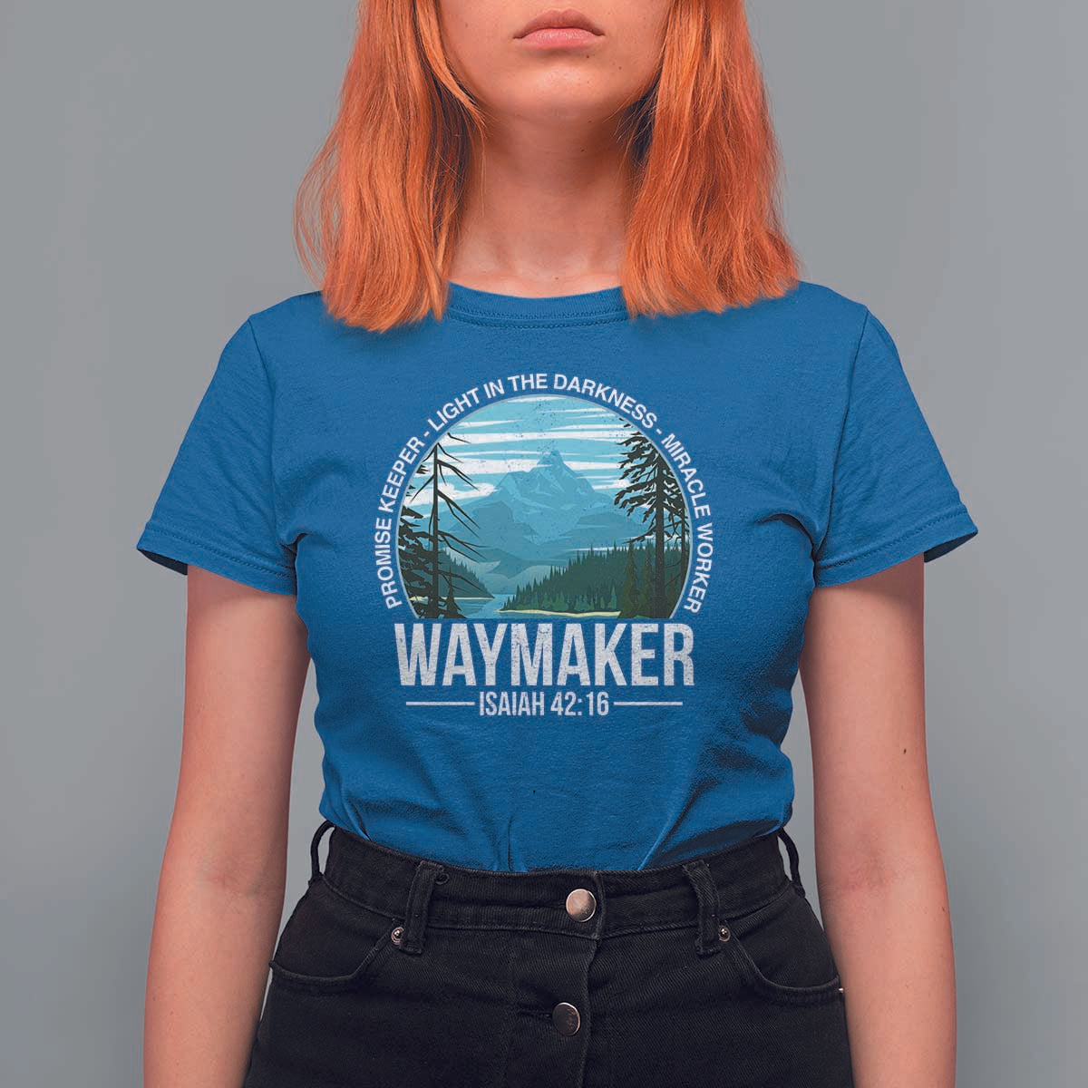 Christian T Shirt For Women Waymaker Promise Keeper Light In The Darkness Miracle Worker Bible Verse - Wonder Print Shop