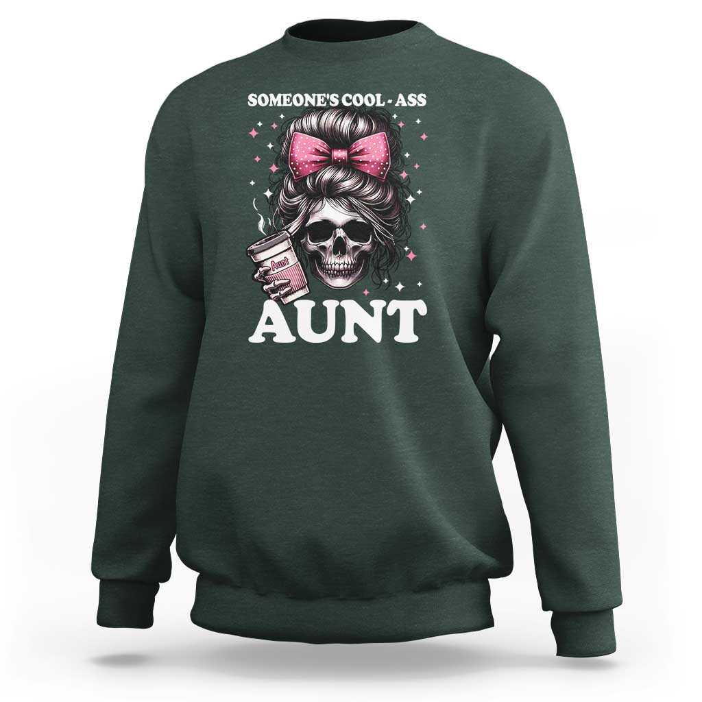 Funny Aunt Sweatshirt Someone's Cool Ass Auntie Skull Coffee - Wonder Print Shop
