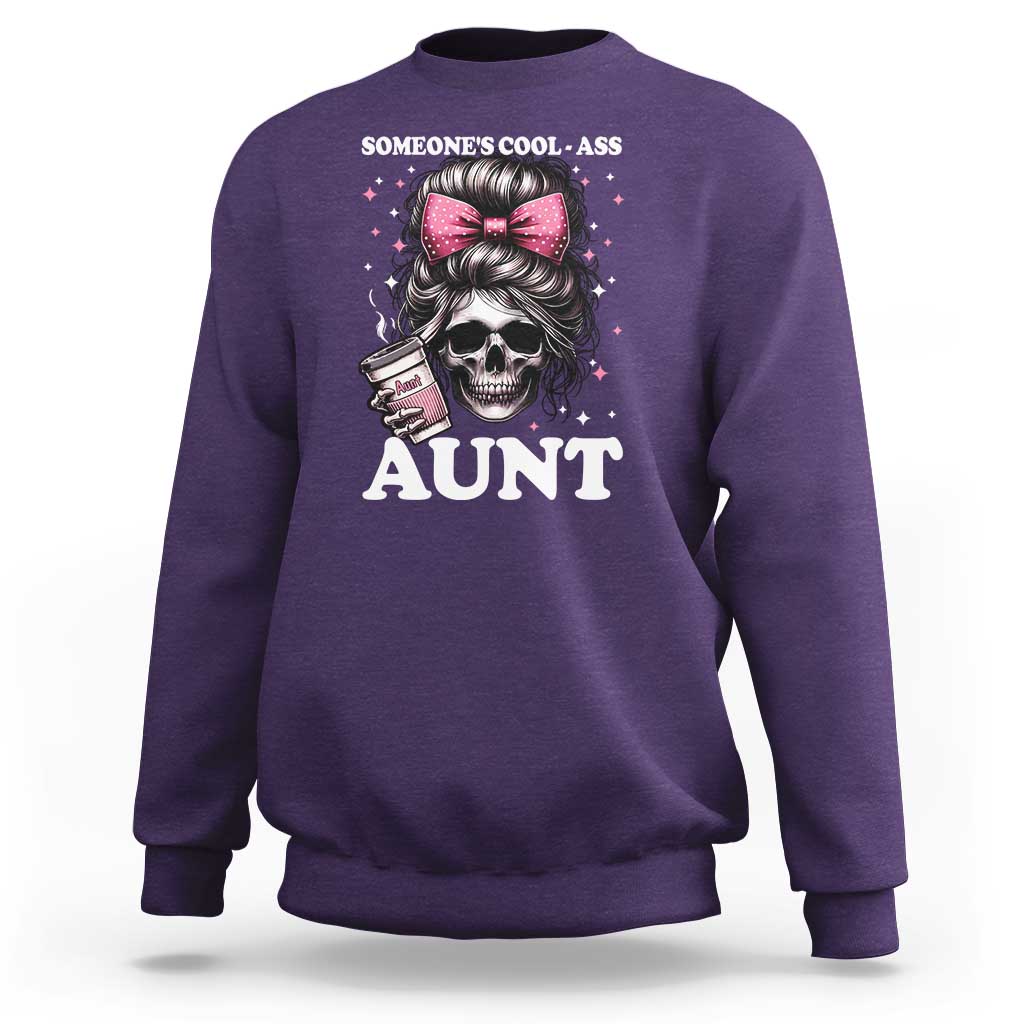 Funny Aunt Sweatshirt Someone's Cool Ass Auntie Skull Coffee - Wonder Print Shop