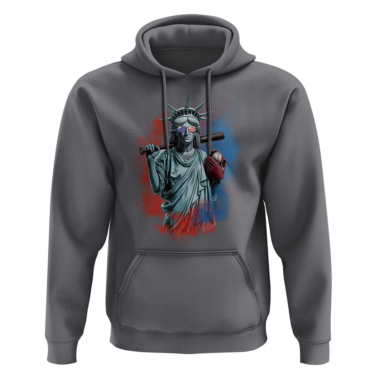 Funny Statue Of Liberty Baseball Hoodie 4th Of July Sport Bat American - Wonder Print Shop