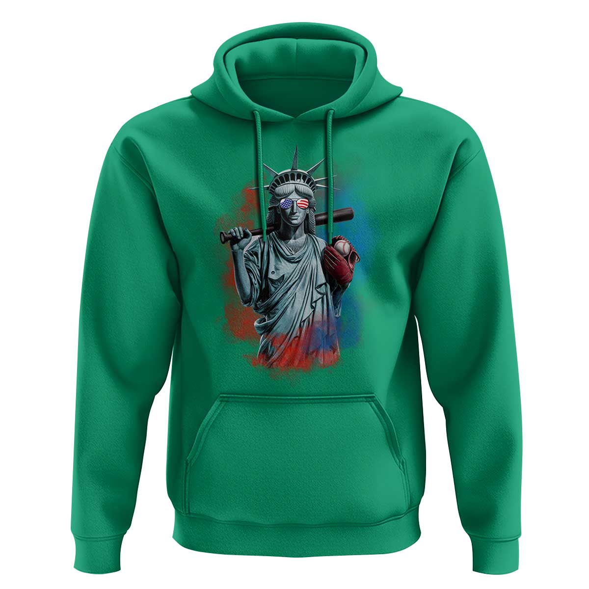 Funny Statue Of Liberty Baseball Hoodie 4th Of July Sport Bat American - Wonder Print Shop