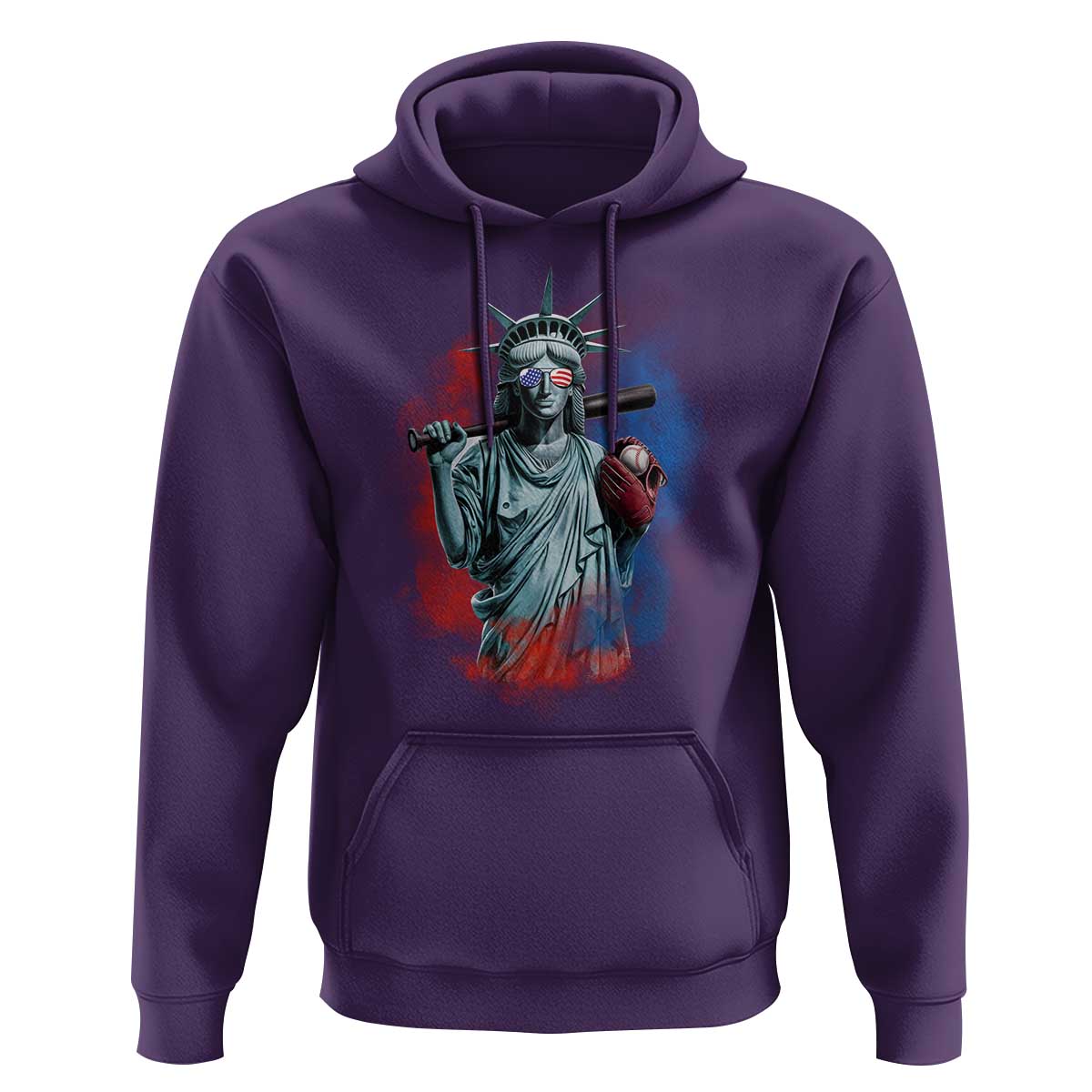 Funny Statue Of Liberty Baseball Hoodie 4th Of July Sport Bat American - Wonder Print Shop