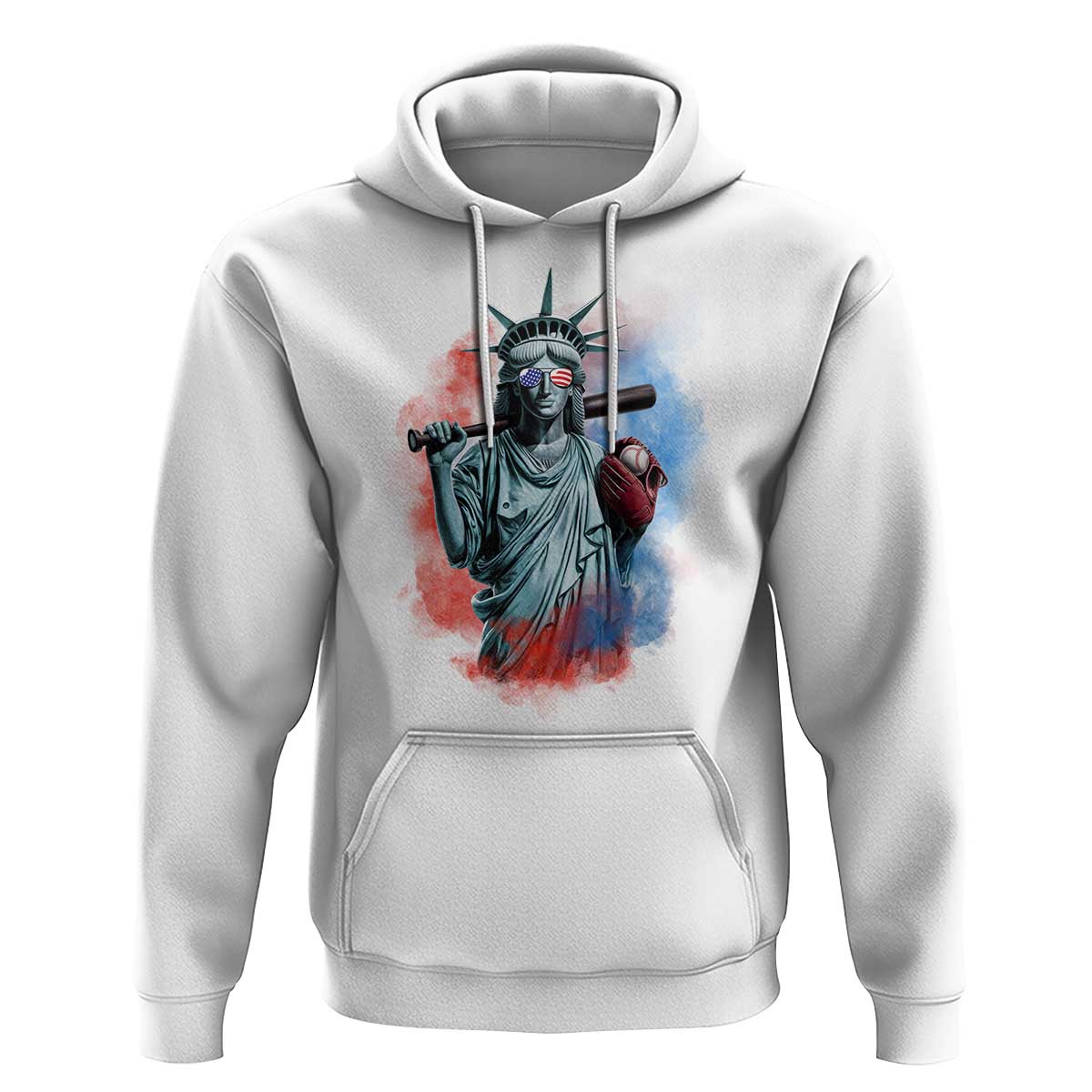 Funny Statue Of Liberty Baseball Hoodie 4th Of July Sport Bat American - Wonder Print Shop