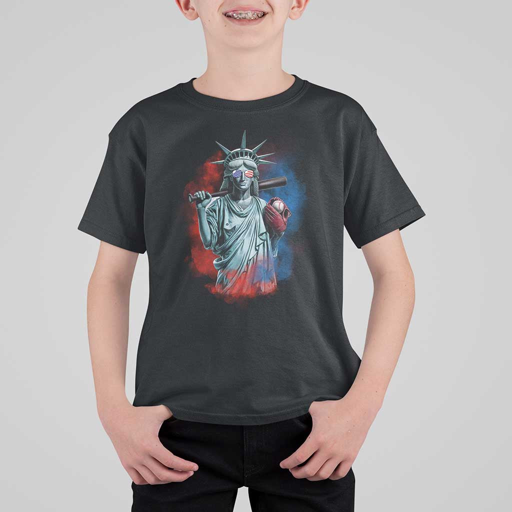 Funny Statue Of Liberty Baseball T Shirt For Kid 4th Of July Sport Bat American - Wonder Print Shop