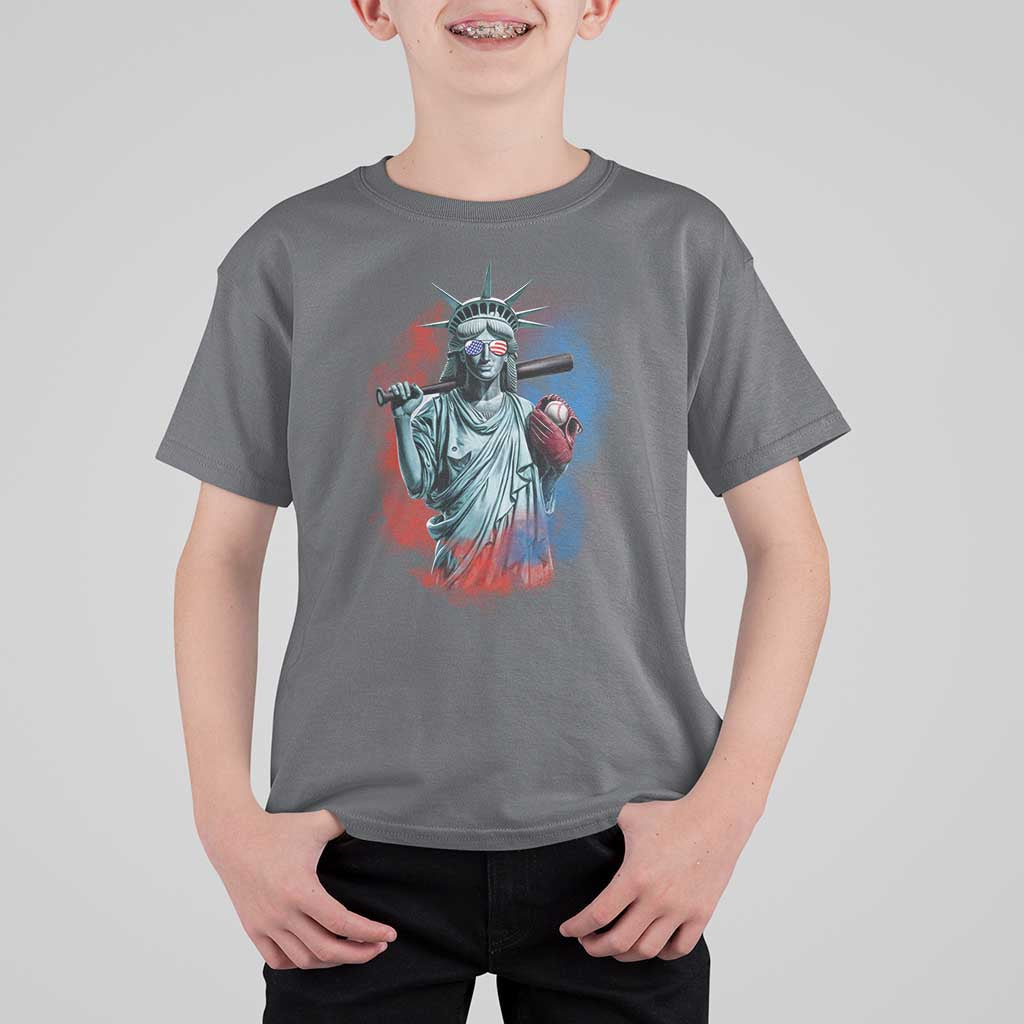Funny Statue Of Liberty Baseball T Shirt For Kid 4th Of July Sport Bat American - Wonder Print Shop