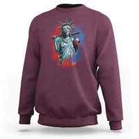 Funny Statue Of Liberty Baseball Sweatshirt 4th Of July Sport Bat American - Wonder Print Shop