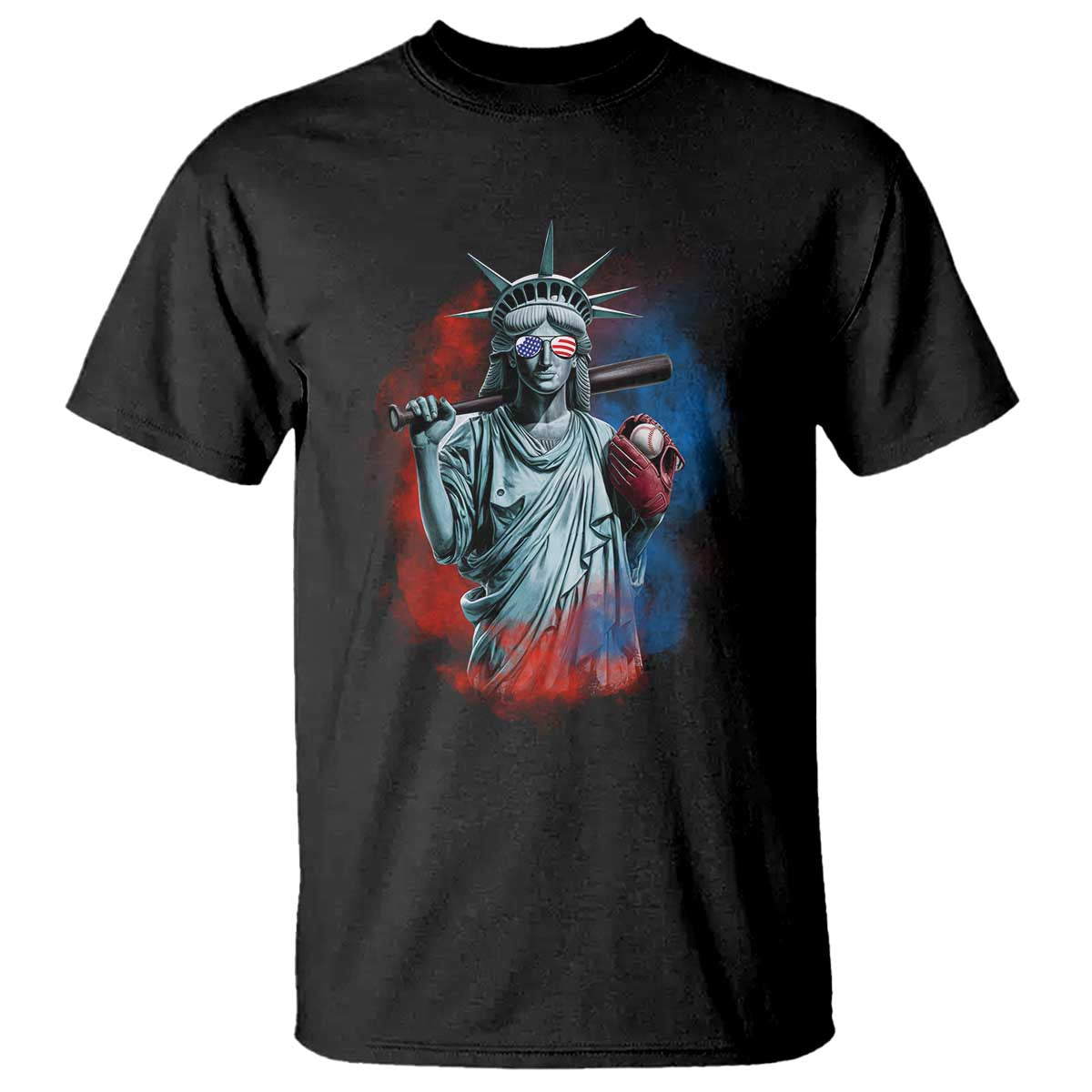 Funny Statue Of Liberty Baseball T Shirt 4th Of July Sport Bat American - Wonder Print Shop