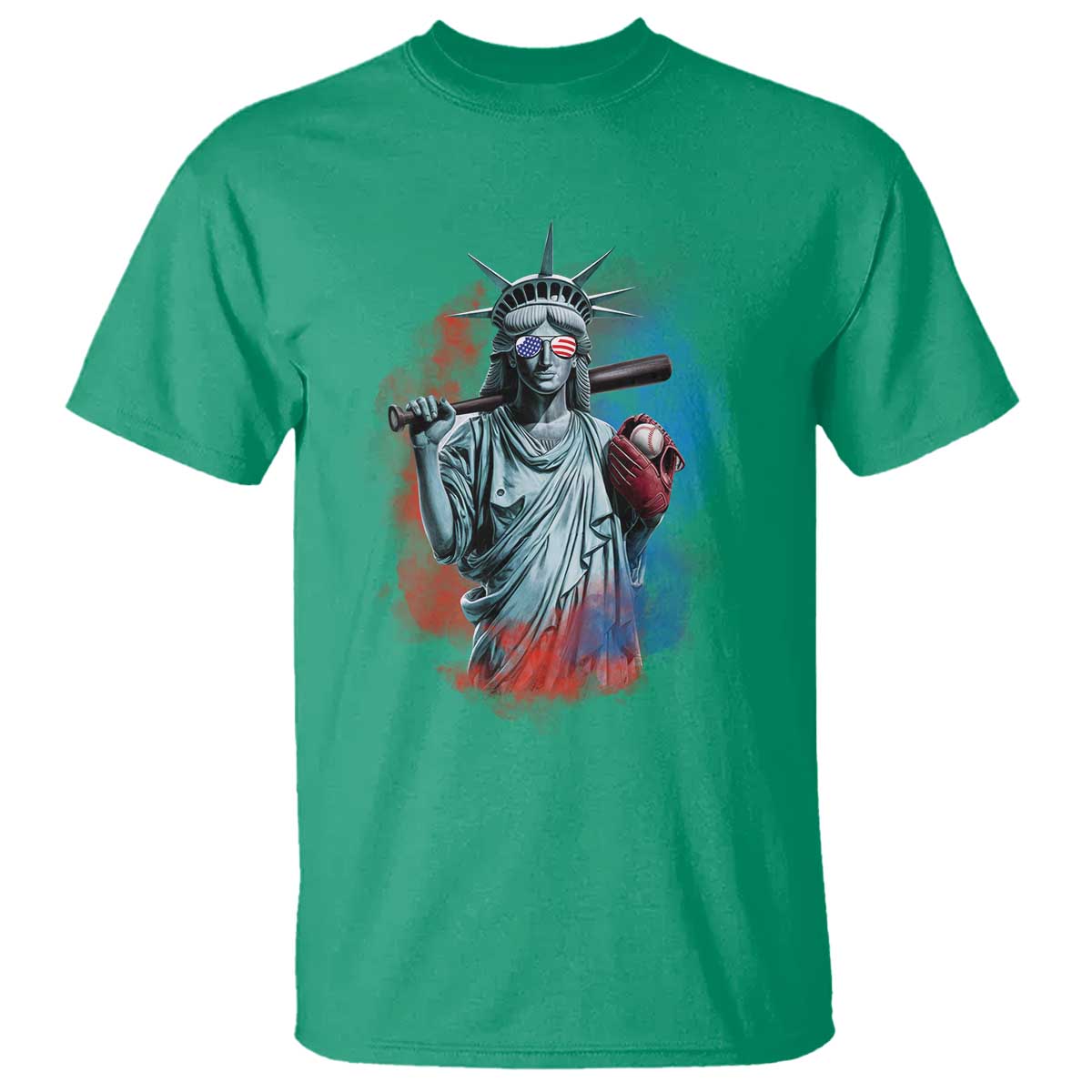 Funny Statue Of Liberty Baseball T Shirt 4th Of July Sport Bat American - Wonder Print Shop
