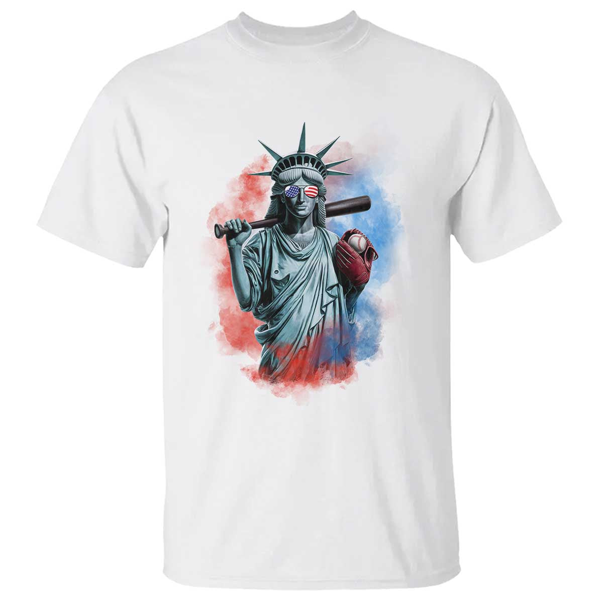 Funny Statue Of Liberty Baseball T Shirt 4th Of July Sport Bat American - Wonder Print Shop