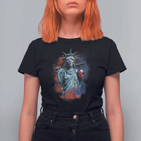 Funny Statue Of Liberty Baseball T Shirt For Women 4th Of July Sport Bat American - Wonder Print Shop