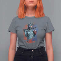 Funny Statue Of Liberty Baseball T Shirt For Women 4th Of July Sport Bat American - Wonder Print Shop