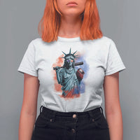 Funny Statue Of Liberty Baseball T Shirt For Women 4th Of July Sport Bat American - Wonder Print Shop
