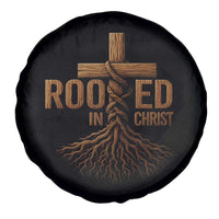 Rooted In Christ Spare Tire Cover Vintage Jesus Christian Cross Bible Verse - Wonder Print Shop
