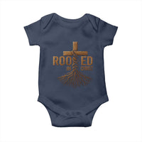 Rooted In Christ Baby Onesie Vintage Jesus Christian Cross Bible Verse - Wonder Print Shop
