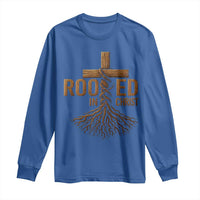Rooted In Christ Long Sleeve Shirt Vintage Jesus Christian Cross Bible Verse - Wonder Print Shop
