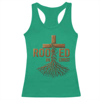 Rooted In Christ Racerback Tank Top Vintage Jesus Christian Cross Bible Verse - Wonder Print Shop