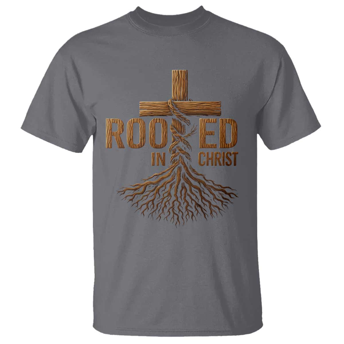 Rooted In Christ T Shirt Vintage Jesus Christian Cross Bible Verse - Wonder Print Shop