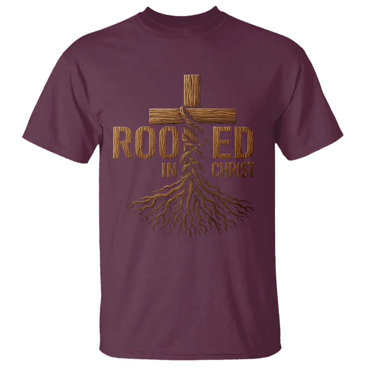 Rooted In Christ T Shirt Vintage Jesus Christian Cross Bible Verse - Wonder Print Shop