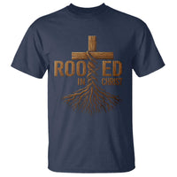 Rooted In Christ T Shirt Vintage Jesus Christian Cross Bible Verse - Wonder Print Shop