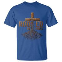 Rooted In Christ T Shirt Vintage Jesus Christian Cross Bible Verse - Wonder Print Shop