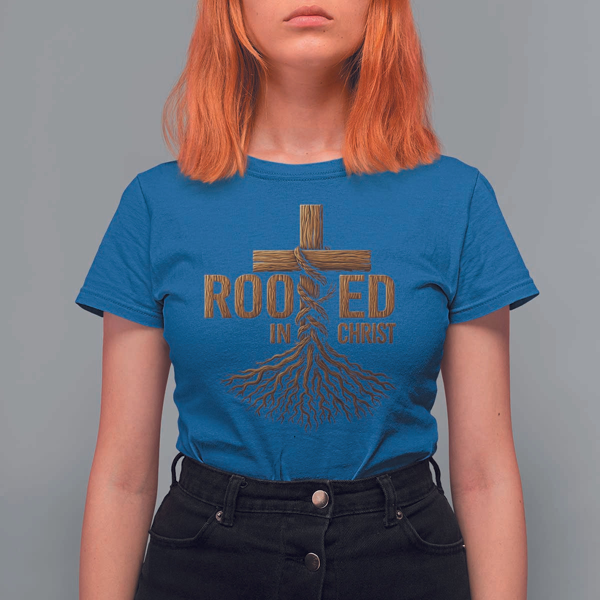 Rooted In Christ T Shirt For Women Vintage Jesus Christian Cross Bible Verse - Wonder Print Shop