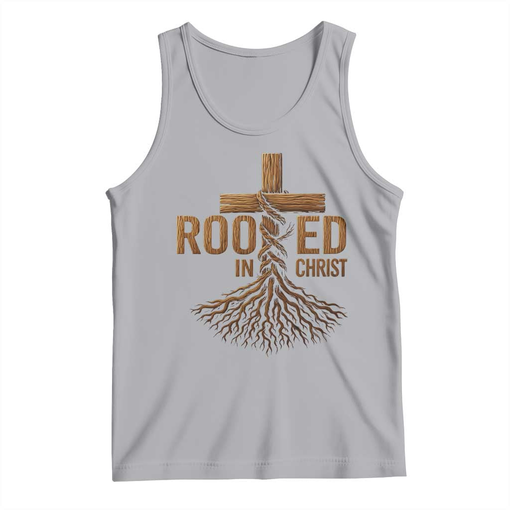 Rooted In Christ Tank Top Vintage Jesus Christian Cross Bible Verse - Wonder Print Shop