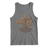 Rooted In Christ Tank Top Vintage Jesus Christian Cross Bible Verse - Wonder Print Shop