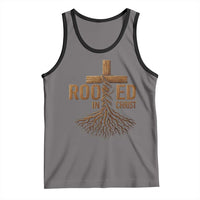 Rooted In Christ Tank Top Vintage Jesus Christian Cross Bible Verse - Wonder Print Shop