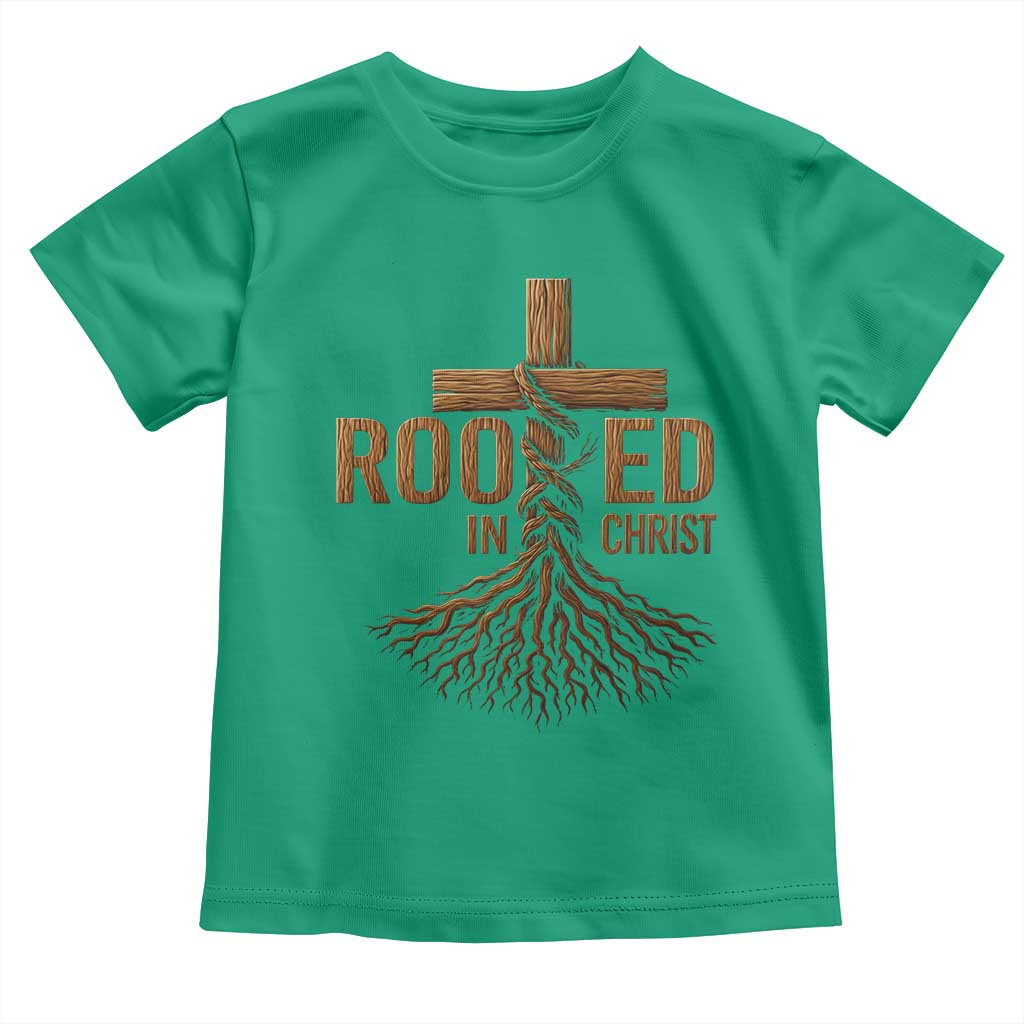 Rooted In Christ Toddler T Shirt Vintage Jesus Christian Cross Bible Verse - Wonder Print Shop