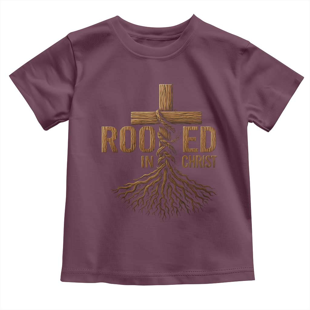 Rooted In Christ Toddler T Shirt Vintage Jesus Christian Cross Bible Verse - Wonder Print Shop