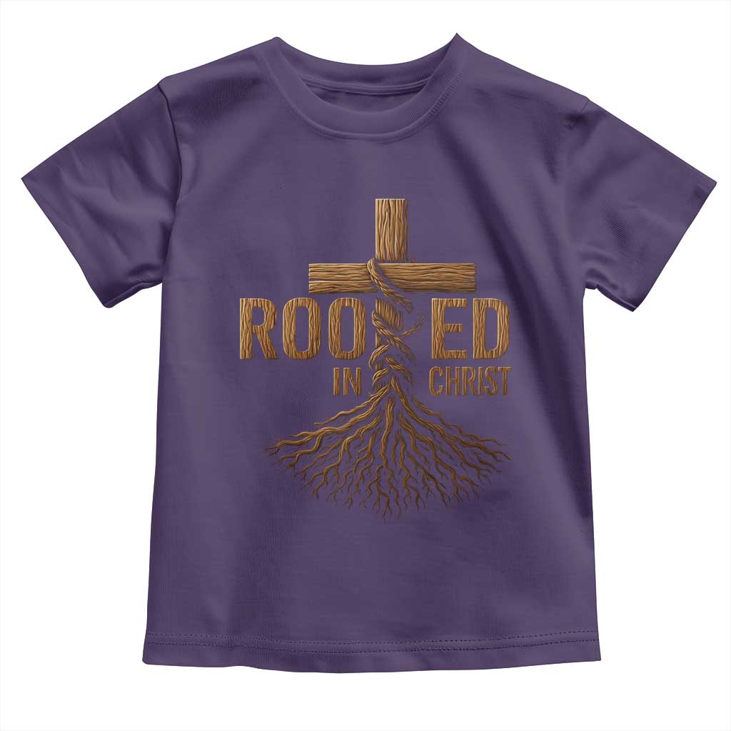Rooted In Christ Toddler T Shirt Vintage Jesus Christian Cross Bible Verse - Wonder Print Shop