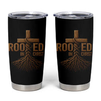 Rooted In Christ Tumbler Cup Vintage Jesus Christian Cross Bible Verse - Wonder Print Shop