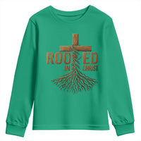 Rooted In Christ Youth Sweatshirt Vintage Jesus Christian Cross Bible Verse - Wonder Print Shop