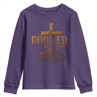 Rooted In Christ Youth Sweatshirt Vintage Jesus Christian Cross Bible Verse - Wonder Print Shop