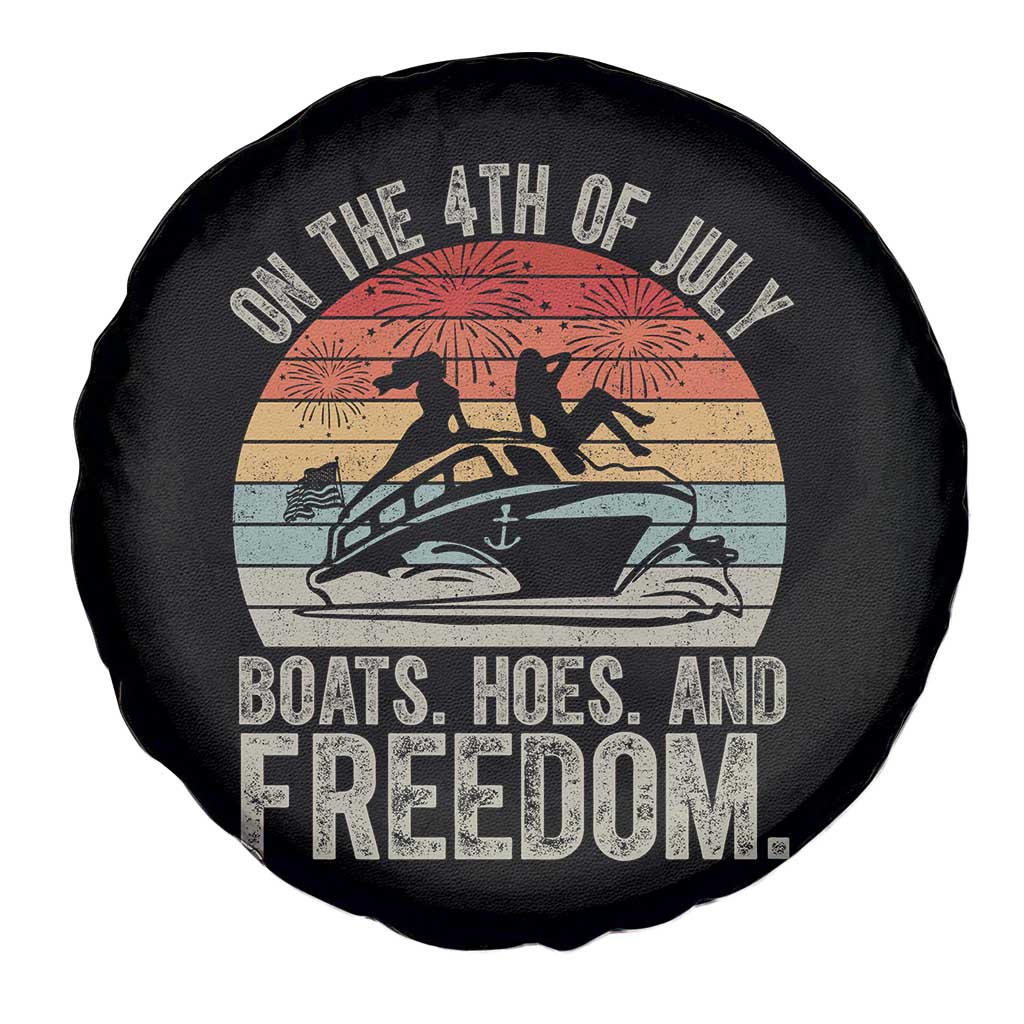 Funny On The 4th Of July Boats Hoes And Freedom Spare Tire Cover - Wonder Print Shop