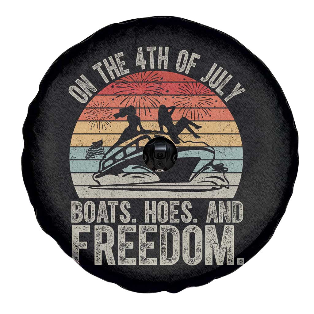 Funny On The 4th Of July Boats Hoes And Freedom Spare Tire Cover - Wonder Print Shop