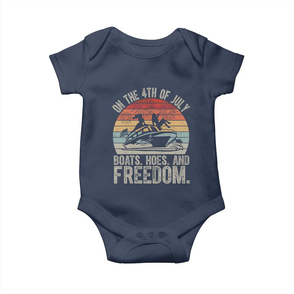 Funny On The 4th Of July Boats Hoes And Freedom Baby Onesie - Wonder Print Shop